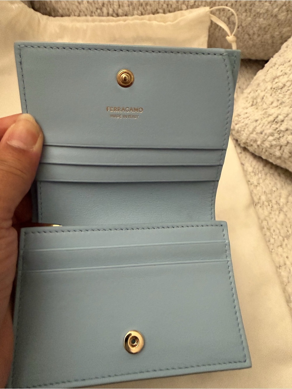 Salvatore Ferragamo Light Blue Leather Wallet with Gold Hardware - Picture 6 of 12